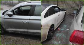 Ghinion pentru 8 șoferi din capitală, și-au găsit azi dimineața mașinile cu geamurile sparte. Ce au surprins camerele de supraveghere